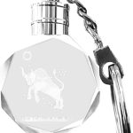 Artmosphere Taurus Zodiac Sign Crystal Round Keychain with Breathing Light LED Color Changing Ram Constellation Engraved Astrology Gift - Taurus for men