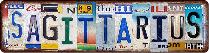 SAGITTARIUS Zodiac Sign Star Sign Vintage Metal Tin Sign, Street Sign, Home Decor, Room Decor, Wall Decor, Bathroom Decor, Bar Decor, Cafe Decor, Garage Decor, 16 x 4 Inch - Sagittarius Home Decor for men
