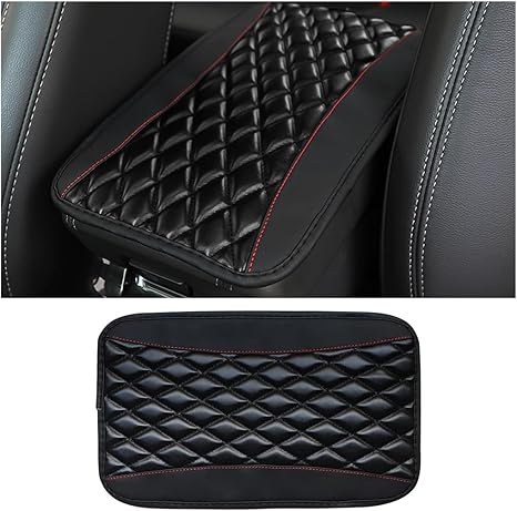Car Center Console Cushion Pad, Comfortable Leather Automotive Armrest Seat Box Cover, Soft Waterproof Vehicle Arm Rest Decor Mat Accessories, Universal for RV, SUV, Truck (Black) - Aries Car Seat Cover for men