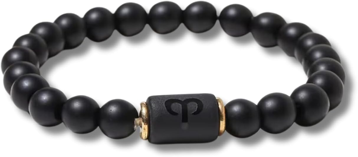 Handmade Zodiac Beaded Matte Black Bracelet For Men Women, Elastic Yoga Stretch Bracelet, Healing Crystals And Stones, Spiritual Gifts For Astrology, 8mm - Aries Bracelet for men