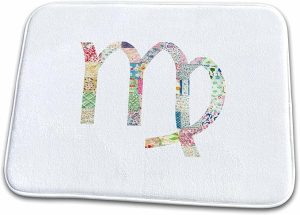 3dRose Bathroom Bath Rug Mat - Virgo Symbol Colorful Girly Design - Pastel Horoscope Zodiac Sign Astrology - Virgo Car Floor Mat for men