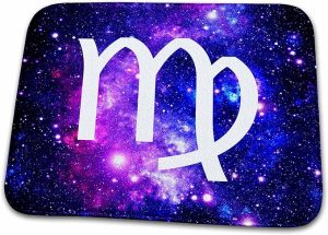 3dRose Bathroom Bath Rug Mat - Virgo Star Sign on Purple Space Background - Zodiac Horoscope Symbol Astrology - Virgo Car Floor Mat for men