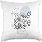 Aquarius Zodiac Symbol Horoscope Astrology Birthday Throw Pillow - Aquarius Pillow for men
