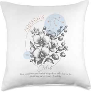 Aquarius Zodiac Symbol Horoscope Astrology Birthday Throw Pillow - Aquarius Pillow for men
