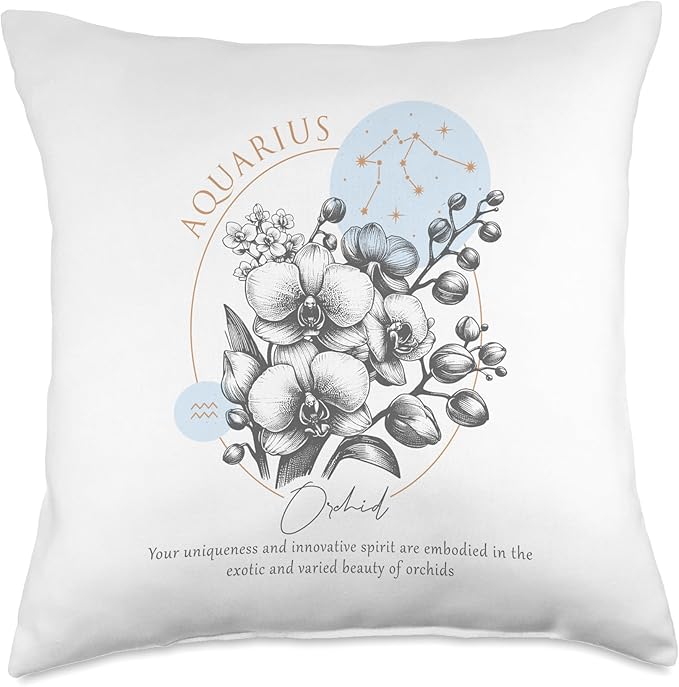 Aquarius Zodiac Symbol Horoscope Astrology Birthday Throw Pillow - Aquarius Pillow for men