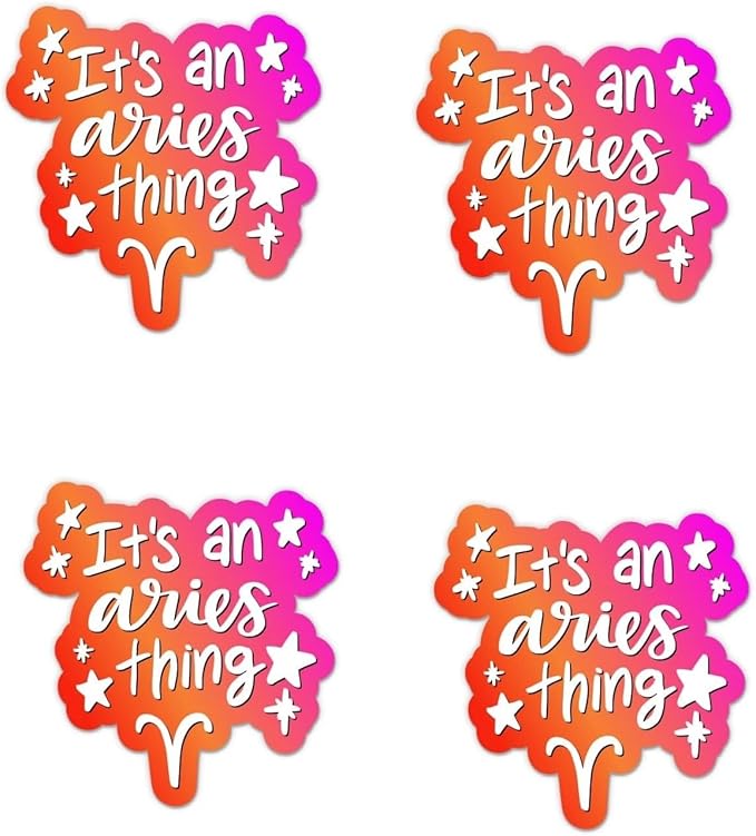 Pack of 4-3 Inch Stickers - Aries Zodiac Sign Sticker - Laptop Sticker -Waterproof Vinyl for Car Phone Water Bottle -Aries Decal - Sticker Graphic Decal - Aries Sticker for men