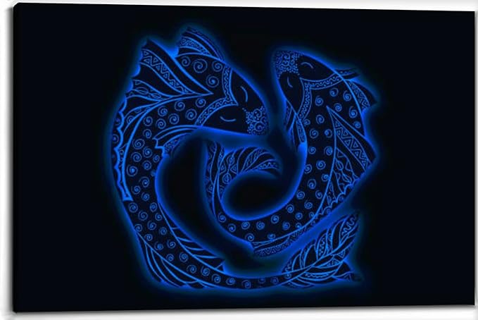 TIGTMULERLY Pisces horoscope sign twelve zodiac signs Canvas Wall Art Decor Paintings Pictures for Bedroom Wall Decor Above Bed Living Room Wall Decoration Bathroom Office Artwork - Pisces Canvas for men