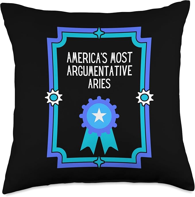 Award Winning Certificate for Argumentative Aries Sign Throw Pillow - Aries Pillow for men