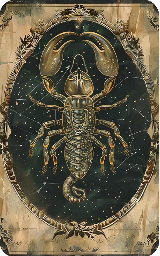 Twelve Constellations Scorpio Zodiac Metal Tin Sign,Celestial Star Sign Home Decor,Retro Astrology Wall Art for Living Room,Bar,ManCave,Vintage Horoscope Plaque for Astrology Lovers 12x8inch - Scorpio Canvas for men