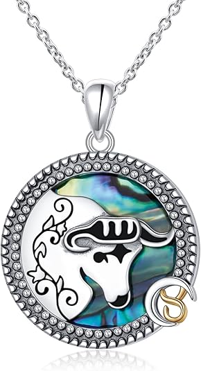 Alphm 12 Constellation Necklace 925 Sterling Silver Zodiac Sign Coin Pendant Necklaces Abalone Shell Astrology Horoscope Jewelry Birthday Gifts for Women - Taurus Products for men