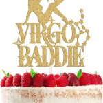 Virgo Baddie Cake Topper, Big Virgo Energy/Virgo Season/Virgo AF, Funny 12 Constellation Zodiac Virgo Theme August September Birthday Party Decoration Supplies, Gold Glitter - Virgo Poster for men