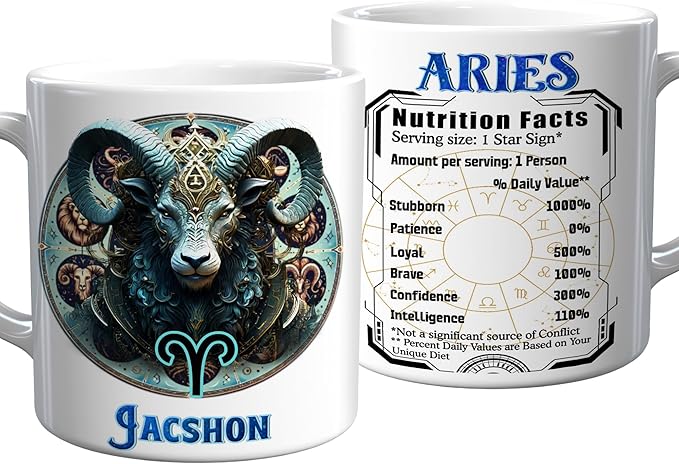 Personalized Aries Mug Constellation Zodiac Astrology Travel Coffee Drinking Cup Ceramic 11 15 Oz Gift for Men Women Birthday Christmas - Aries Mug for men