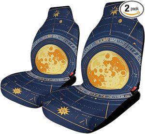 Car Seat Cover 2 PCS for Women Men Moon Phase Sun Zodiac Mystic Astrology Front Seat Covers for Car Automotive Seat Covers Auto Front Seat Protector Cover Fits for Vehicle SUV Sedan Truck - Aquarius Car Seat Cover for men