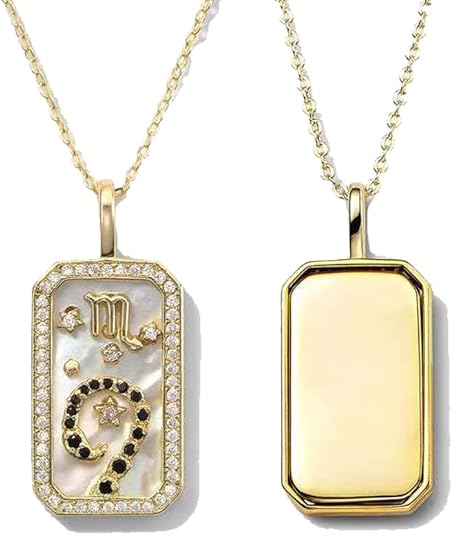 Zodiac Sign Necklace,14k Gold Plated Zodiac Sign with Tarot Card Pendant Necklace 12 Constellation Necklaces,Astrology Zodiac Constellation Horoscope Sign Necklace for Women - Scorpio Products for men