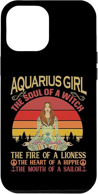 iPhone 14 Plus Aquarius Girl Zodiac Star Sign Meditation Yoga Vintage Case - Aquarius Phone Case for men