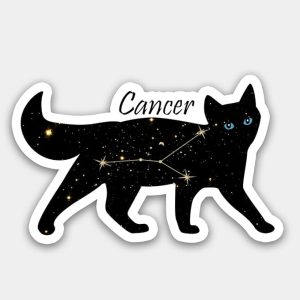 Cancer Cat Zodiac Sticker Decal, 5 inches | Water Proof | for car Bumper, Notebook, tumblers Sticker - Cancer Car Accessories for men