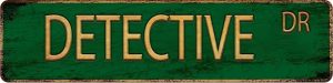 Vintage Metal Tin Sign DETECTIVE 4''x16'' inch, Street Sign for Home, Restaurant, Bar, Cafe, Garage - Retro Wall Decor Plaque - Pisces Home Decor for men