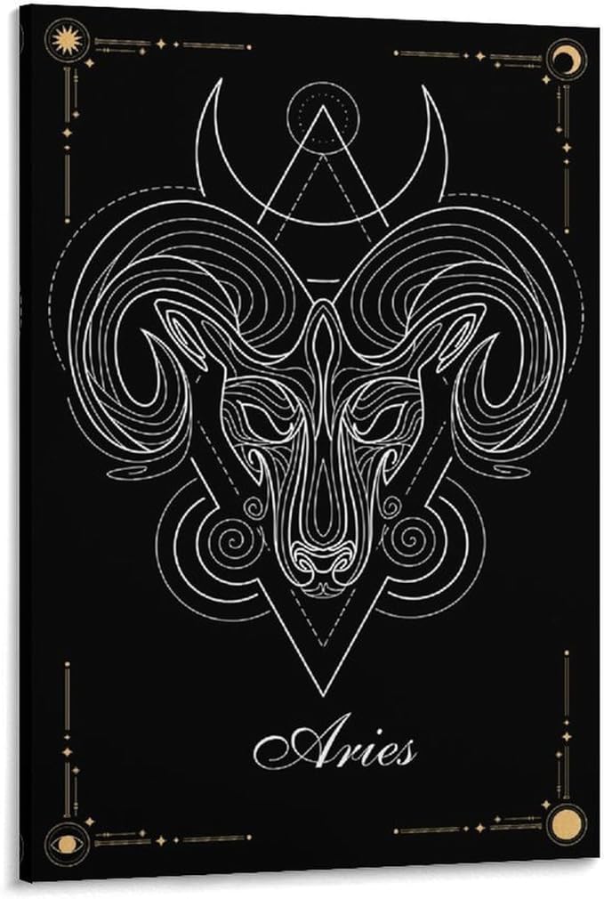 BAOCT The Aries Constellation Canvas Poster Wall Art Decor Print Picture Paintings for Living Room Bedroom Decoration Framed 12x18inch - Aries Poster for men