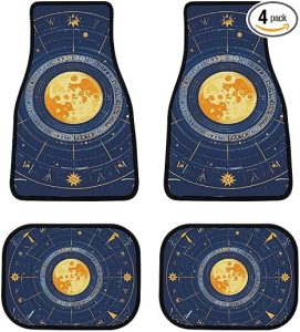 Car Floor Mats Set 4 Piece Moon Phase Sun Zodiac Mystic Astrology Foot Mat Automotive Floor Mats All-Weather Car Mat Front Rear Carpets Mats Non Slip Car Interior Carpets for Car SUV Truck - Virgo Car Floor Mat for men