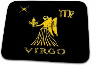 3dRose Bathroom Bath Rug Mat - Virgo Zodiac Symbol. Image of a Woman, a Star and a Sign. Gift, Charm Alexis Design - Zodiac - Virgo Car Floor Mat for men