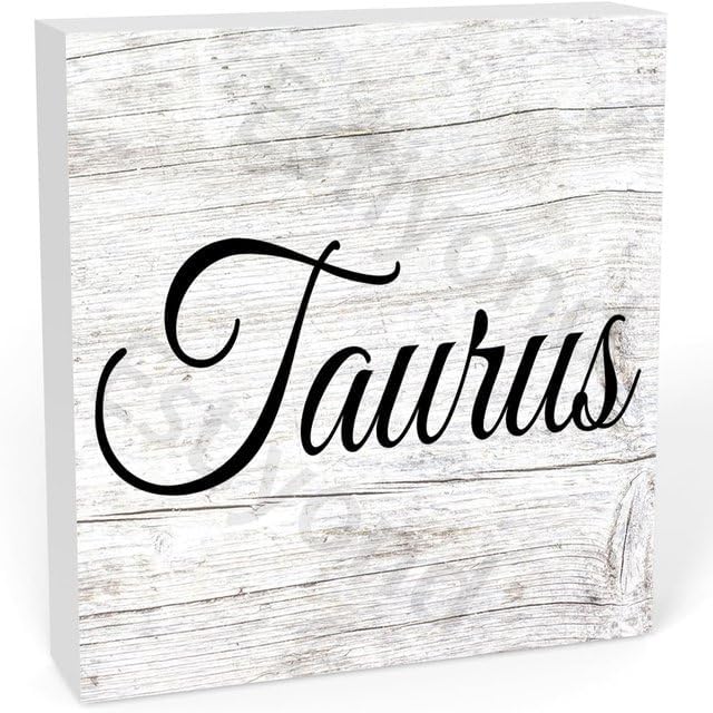 Wooden Box Sign, Taurus Wood Block Plaque Sign Rustic Farmhouse Square Desk Decor For Home Office Shelf Decor 5 X 5 In - Taurus Products for men
