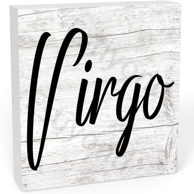 Wood Box Sign Desk Decor,Rustic Virgo Wooden Block Plaque Sign Decoration For Home Farmhouse Wall Shelf Table Decor 5" X 5" - Virgo Poster for men