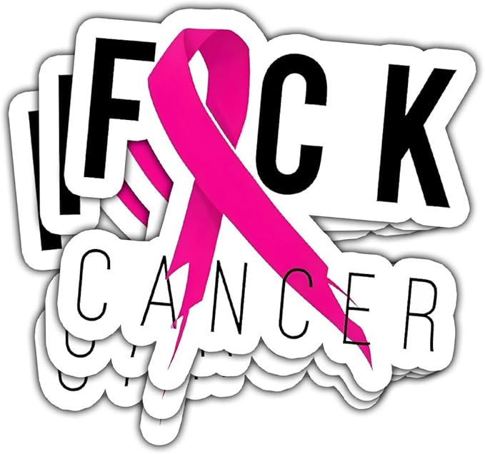 (3Pcs) Breast Cancer Awareness Pink Fighter Ribbon Vinyl Decal Sticker, Fuck Cancer Pink Ribbon Sticker, Breast Cancer Car Decal for Water Bottle, Car, Helmet Decal 5" (Ribbon 2) (Normal, 5in) - Cancer Car Accessories for men