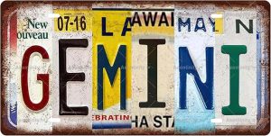 GEMINI Zodiac Sign Vintage Metal Tin Sign, License Plate, Home Decor, Room Decor, Wall Decor, Bathroom Decor, Bar Decor, Cafe Decor, Garage Decor, 12 x 6 Inch - Gemini Canvas for men