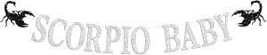 Scorpio Baby Banner, 12 Constellation Zodiac Scorpio, Horoscope, Astrology October November Baby Shower Baby's Birthday Party Decorations Supplies, Black Glitter - Scorpio Products for men