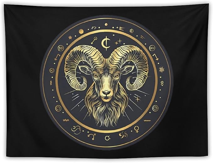 Aries Zodiac Sign Tapestry Photography Backdrop Wall Hanging Aesthetic Blanket Living Room Bedroom Decor Picnic Beach Mat - Aries Blanket for men