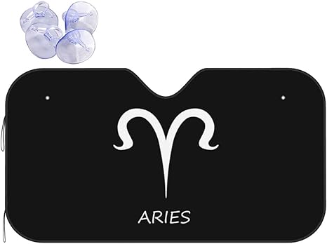 Aries Sign Car Windshield Sun Shade Keeps Out Uv Rays Protects Vehicle for Car, Truck Or SUV - Aries Car Ornament for men
