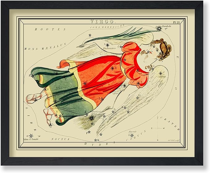 Monem Art Astrology Posters, Virgo Zodiac Constellation Poster, 8x10 Unframed Art Print, Great Vintage Zodiac Poster, Astrology and Aptitude Vintage Home Wall Decor for Astrology Enthusiasts - Virgo Poster for men