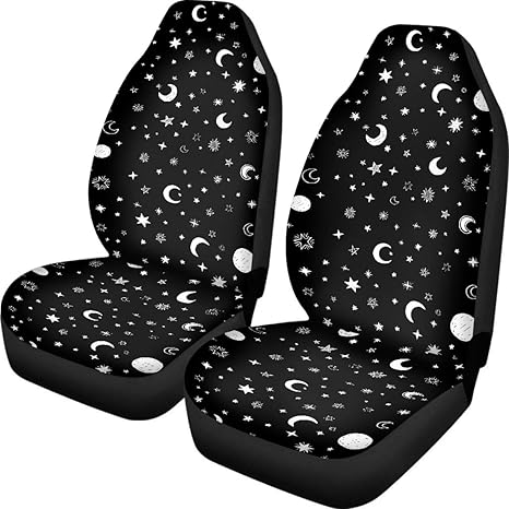 Car Seat Cover Moon Stars Planet Front for Cars, Easy to Install Cover Set, Accessories Auto Trucks Van SUV,2 Packs - Aries Car Seat Cover for men