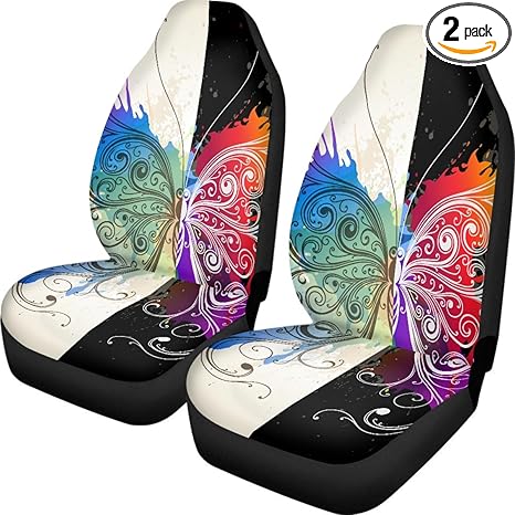 Pehede Car Seat Cover Ink Splash Butterfly Painting Front for Cars, Easy to Install Cover Set, Accessories Auto Trucks Van SUV,2 Packs - Scorpio Car Seat Cover for men
