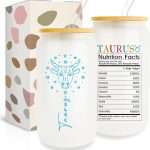 Taurus Zodiac Gifts: 16 Oz Can Glass Cup, Birthday & Horoscope Spiritual Gifts - Taurus for men