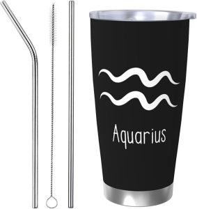 Aquarius Sign Coffee Mug, 20OZ Car Cup Stainless Steel Vacuum Insulated Double Wall Travel Tumbler - Aquarius Mug for men