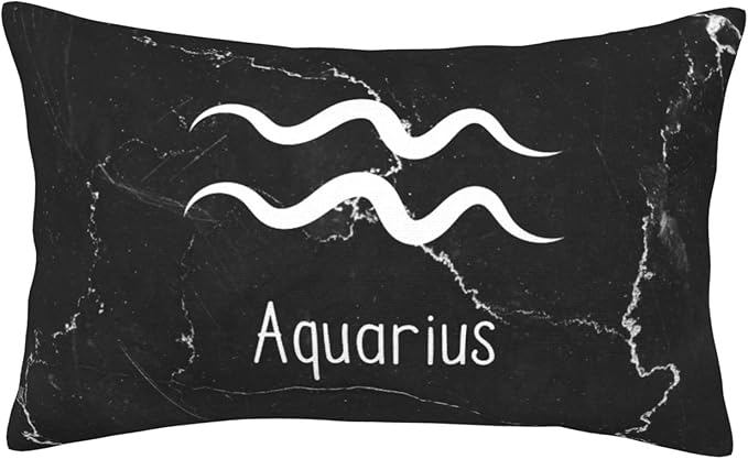 Aquarius Sign Pillow Cover Double Sided Plush Square Throw Pillow Cover, for Sofa Bedroom Livingroom Decoration 14"x20" - Aquarius Pillow for men