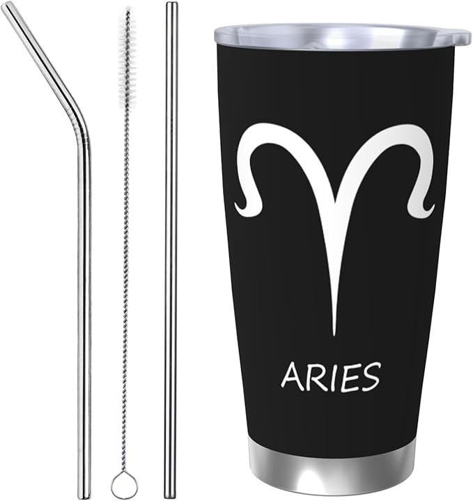 Aries Sign Coffee Mug, 20OZ Car Cup Stainless Steel Vacuum Insulated Double Wall Travel Tumbler - Aries Mug for men