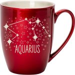 Zodiac 10 Ounce Cardinal Red Metallic Finish, Comfortably Fits Your Hands, New Bone China Coffee Tea Cup Mug, Aquarius - Aquarius Mug for men