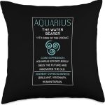 Aquarius The Water Bearer Eleventh Sign Of The Zodiac Throw Pillow - Aquarius Pillow for men