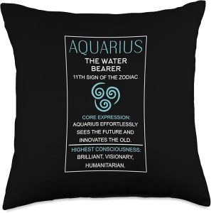 Aquarius The Water Bearer Eleventh Sign Of The Zodiac Throw Pillow - Aquarius Pillow for men