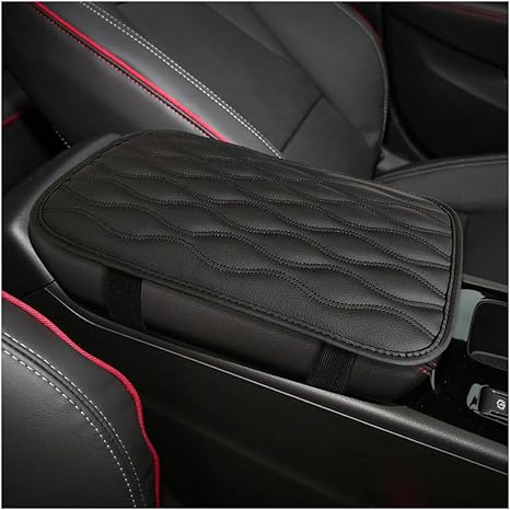 Mandark Car Center Console Pad, Soft Waterproof Leather Automotive Armrest Seat Box Cushion Cover, Comfortable Vehicle Arm Rest Decorative Accessories, Universal for RV, SUV, Truck (Black) - Aries Car Seat Cover for men
