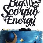 Big Scorpio Energy Cake Topper, Scorpio Birthday Cake Décor, 12 Zodiac Constellations Scorpio Birthday Party Decorations Supplies Black Glitter - Scorpio Products for men