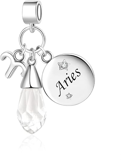 Zodiac Charms Compatible with Pandora Bracelets 12 Constellation Birthday Dangle Pendant Birthstone Charms for Women Jewelry - Aries Bracelet for men