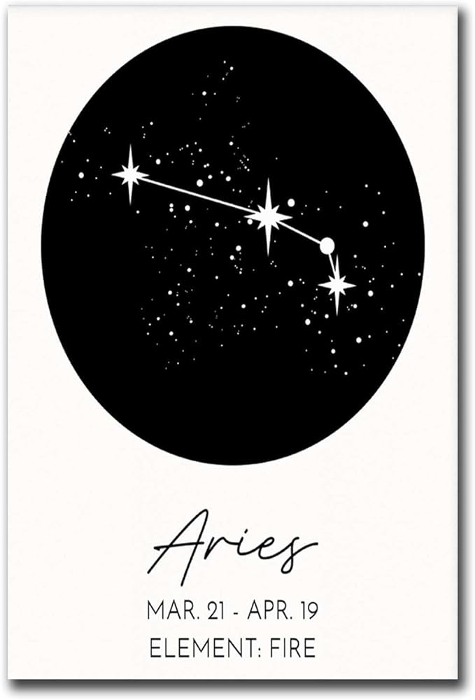 GEORHJ Canvas Art Poster Aries Art Print Minimalist Astrological Zodiac Sign Poster Astrology Artwork for Living Room Living Room and Bedroom Decoration 12x18inch - Aries Canvas for men