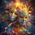 Zodiac Sign of Gemini with Masks DIY 5D Diamond Paint Kits for Adults Easy for Beginner Round Full Drill Diamond Art Painting Gems Cross Stitch Mosaic Craft for Home Decor 16x16inch(2) - Gemini Canvas for men