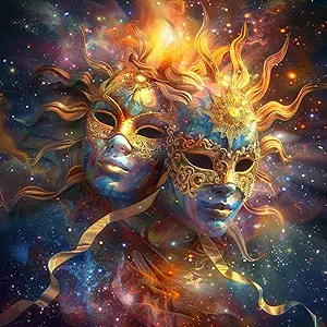 Zodiac Sign of Gemini with Masks DIY 5D Diamond Paint Kits for Adults Easy for Beginner Round Full Drill Diamond Art Painting Gems Cross Stitch Mosaic Craft for Home Decor 16x16inch(2) - Gemini Canvas for men