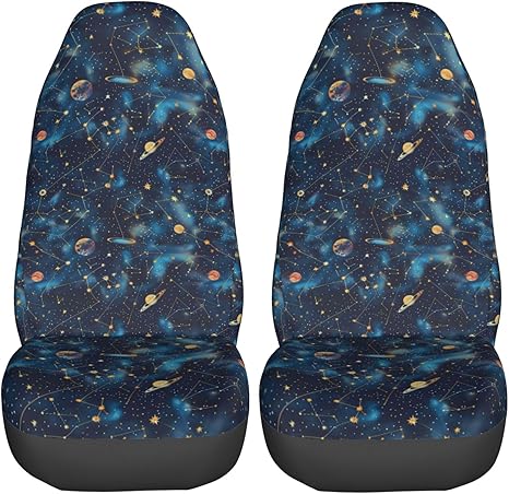 Astrology Galaxy Car Seat Covers Set 2 Pcs Auto Interior Car Accessories Protetors Car Mat Covers Universal Fit Most Car SUV Van Truck Vehicle - Aquarius Car Seat Cover for men