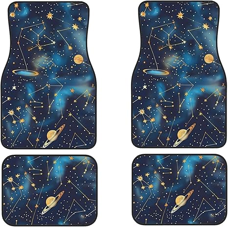 Astrology Galaxy Car Floor Mats Front & Rear Liners Set Auto Floor Mats 4pcs Full Set Car Anti-Slip Rubber Floor Mats Universal Fit SUV,Vans,Sedans,Trucks - Virgo Car Floor Mat for men