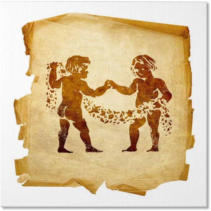 TIEOIYA Gemini zodiac old white Canvas Wall Art for Bathroom Bedroom Pictures Wall Decor Living Room Kitchen Office Framed Poster Prints Artwork Painting 16x16 - Gemini Canvas for men